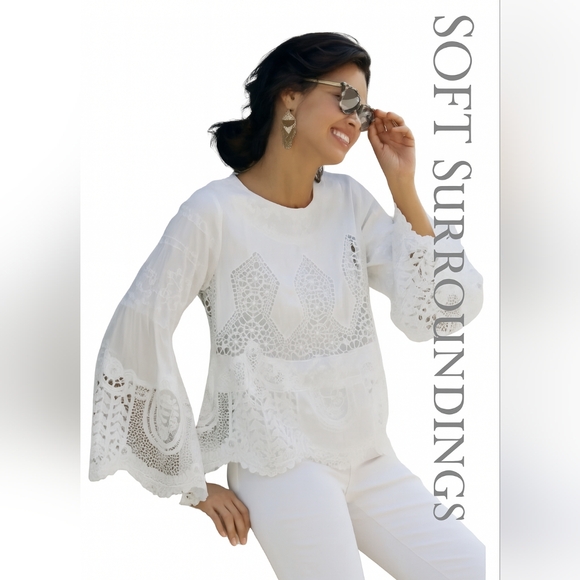 Soft Surroundings Tops - SOFT SURROUNDINGS XL Elegant Whimsigoth‎ Fairycore Grunge Black Lace Blouse